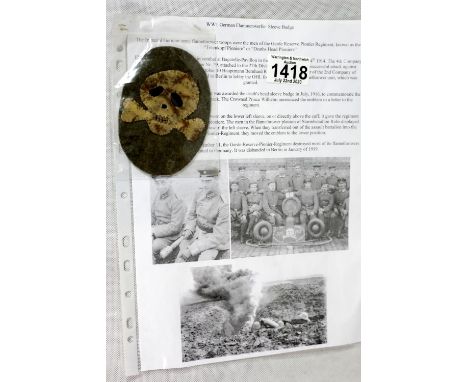 German Imperial WWI type Flammenwerfer sleeve badge. P&amp;P Group 1 (£14+VAT for the first lot and £1+VAT for subsequent lot