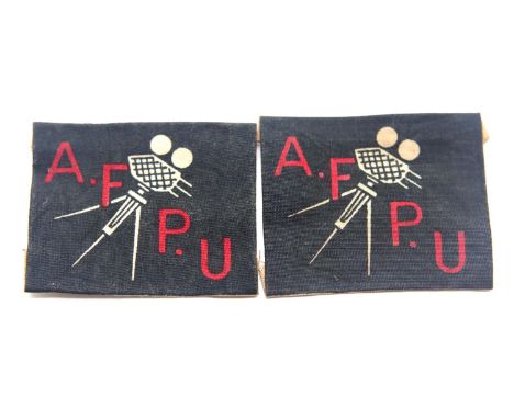 British WWI type Army Film and Photographic Unit cloth titles. P&amp;P Group 1 (£14+VAT for the first lot and £1+VAT for subs
