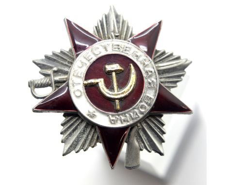 Russian Soviet Order of the Patriotic War enamelled screw-back badge. P&amp;P Group 1 (£14+VAT for the first lot and £1+VAT f