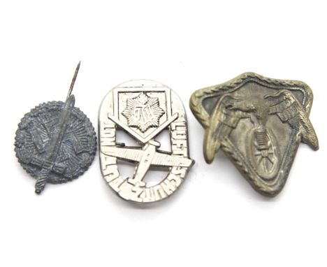 Three German WWII type badges. P&amp;P Group 1 (£14+VAT for the first lot and £1+VAT for subsequent lots) 