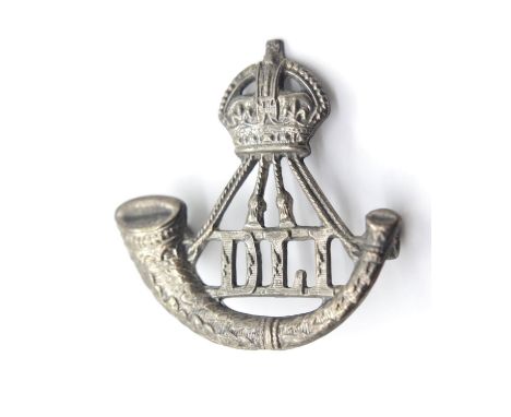 British WWII type Durham Light Infantry officer's silver plated cap badge. P&amp;P Group 1 (£14+VAT for the first lot and £1+