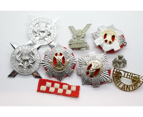 Various Scottish regimental cap badges. P&amp;P Group 1 (£14+VAT for the first lot and £1+VAT for subsequent lots) 
