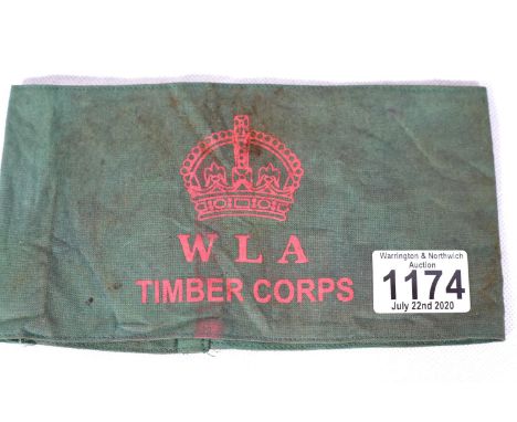 British WWII style Womens Land Army (WLA) Timber Corps armband. P&amp;P Group 1 (£14+VAT for the first lot and £1+VAT for sub