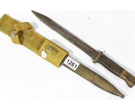 German WWII type Afrika Corps Mauser K98 bayonet with DAK scabbard. P&amp;P Group 2 (£18+VAT for the first lot and £2+VAT for