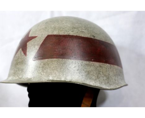 Vietnam War type Russian Military Police helmet dated 1954 used by the NVA Military police, found in a street market in Saigo