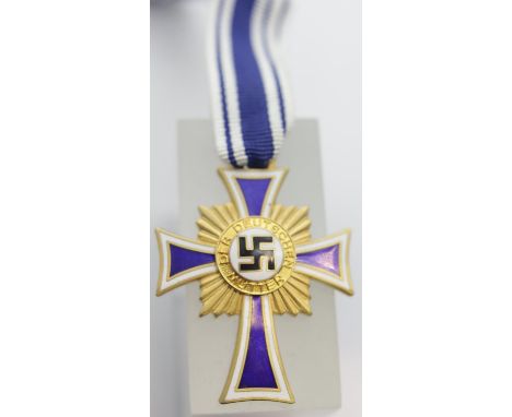 German WWII type enamel gold Mother's Cross, inscribed verso. P&amp;P Group 1 (£14+VAT for the first lot and £1+VAT for subse