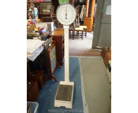 A human Bathroom/weighting Scales by H. Fereday &amp; Sons. Ltd. having a chest level dial, 54'' high