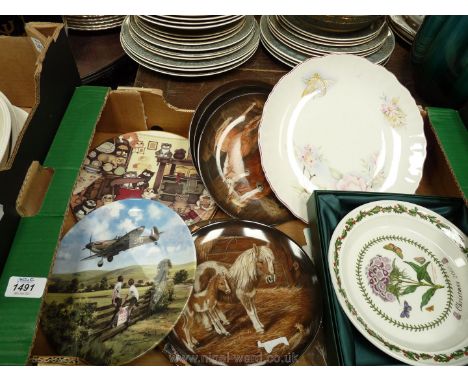 A quantity of display plates with certificates including; two Royal Worcester, Royal Doulton 'Heros of the Sky', a boxed Port