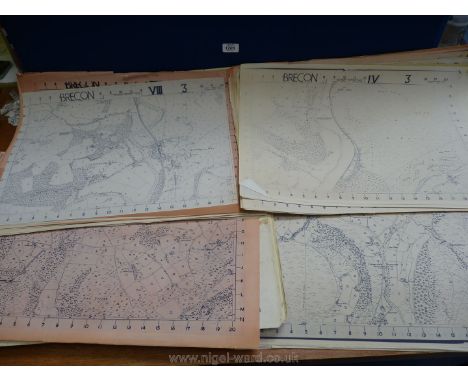 A set of large scale Ordnance Survey map sheets for Breconshire.