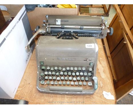 An old Royal typewriter with leatherette cover.