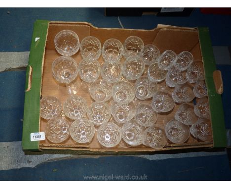 A quantity of cut glasses including six Webb Corbett wine glasses, odd Webb's wine glass, Edinburgh crystal etc.