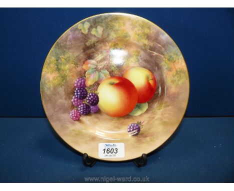 A Royal Worcester Plate, signed 'H. Ayrton', decorated with apples and blackberries, 8 1/4" diameter.