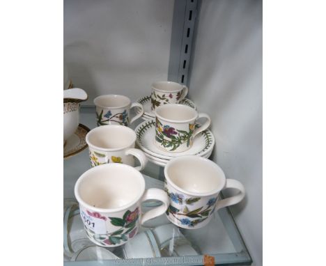 Six Portmeirion 'Botanic Garden', coffee cups and saucers.