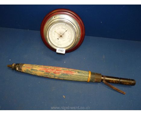 A Barometer together with a vintage parasol a/f.