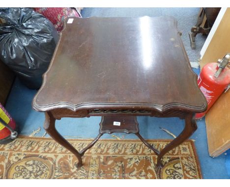 A 1920/30's Mahogany occasional Table having a shaped top, 20 3/4'' x 20 3/4'' and with pierced friezes, the four cabriole le