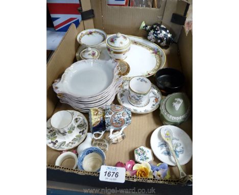 A quantity of china including nine Limoges small gratin dishes for W. &amp; H Plummer, New York, a Spode cup &amp; saucer, Ro