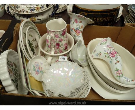 A quantity of china including a pair of Royal Worcester wall vases, lattice work plates, Aynsley 'Little Sweetheart', Wedgwoo