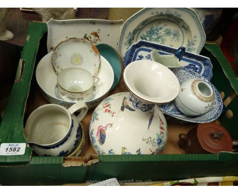 A quantity of china including Wedgwood pin dishes and bowl, Bilton blue and white serving platter, oriental style vase, littl