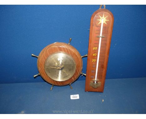A thermometer and a wheel barometer (a/f)