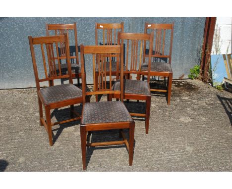 A set of six nice quality, early 20th c. Mahogany Dining Chairs having crossbanded and light/darkwood stringing and standing 