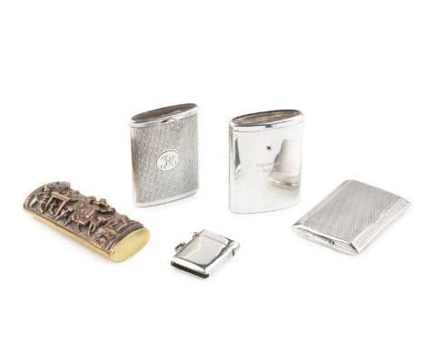 A Continental silver vesta case, of pull-out drawer form with engine turned decoration, import marks for Stockwell &amp; Co, 