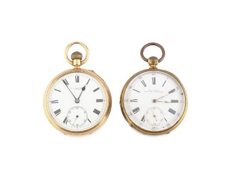 An 18ct gold open face pocket watch, the white enamel dial with seconds subsidiary dial, signed E. S. Cashmore, to a keyless 