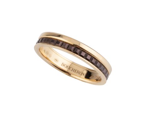 An 18ct gold 'Quatre Classique' band ring by Boucheron, signed and stamped 'Au 750', numbered 'L04231', with 18ct gold conven