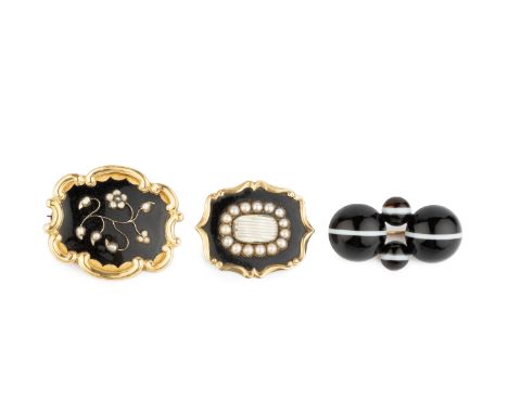A Victorian seed pearl and diamond memorial brooch, with shaped c-scroll border, centred with a seed pearl and rose-cut diamo