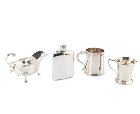 A George VI silver christening mug, by Adie Bros Ltd, Birmingham 1937, 9cm high, another silver christening mug, an Edwardian