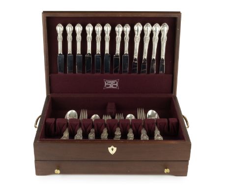 A service of American silver flatware, by International Silver Co, comprising 12 table forks, 12 dessert spoons, 12 pastry fo