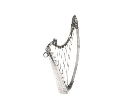 A George IV silver harp prize for the Brecon Eisteddfod 1826, with presentation inscription 'I John Jones, Telynor, am ei Rag