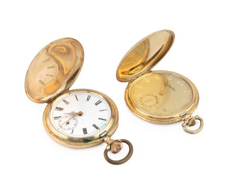 A hunter pocket watch, the circular gilt dial signed Zentra, with subsidiary seconds dial and keyless wind movement, the case
