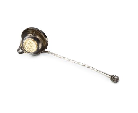 William III half guinea, 1695, mounted in a Victorian silver toddy ladle