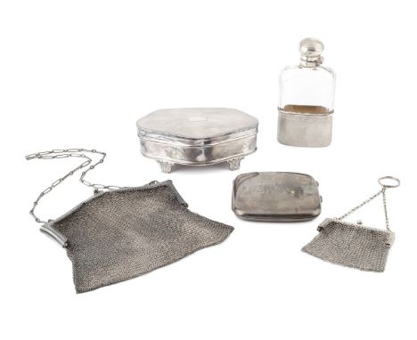 A silver jewellery box, of shaped outline and having engine turned decoration, by Adie Bros Ltd, Birmingham 1949, 14cm wide, 
