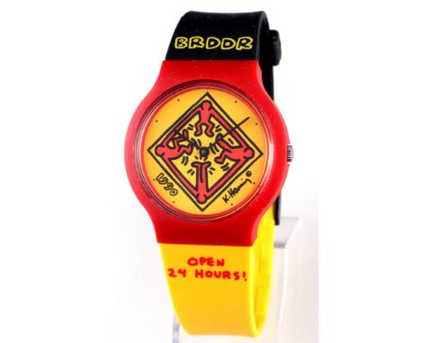 Keith Haring Chaos Watch Edition Künstler - Armbanduhr BRDDR Open 24 Hours!, artist's wrist watch,Kunststoff, Junghans Uhrwer