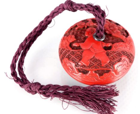 Japan 18. Jahrhundert Netsuke Rotlack Manju Shishi, japanese wooden netsuke,Holz, Rotlack, Japan 18. Jahrhundert, beidseitig 