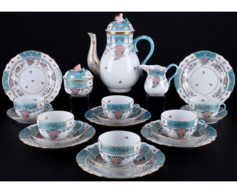 Herend Tupini Cornucopia Teeservice für 6 Personen, tea service for 6 pers.,21-teiliges Porzellan, Ungarn 20. Jahrhundert, bl