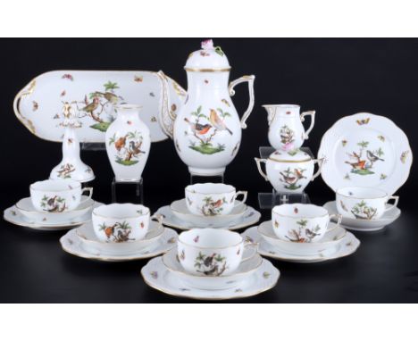 Herend Rothschild Teeservice für 6 Personen, tea service for 6 pers.,24-teiliges Porzellan, Ungarn 20. Jahrhundert, blaue Fir