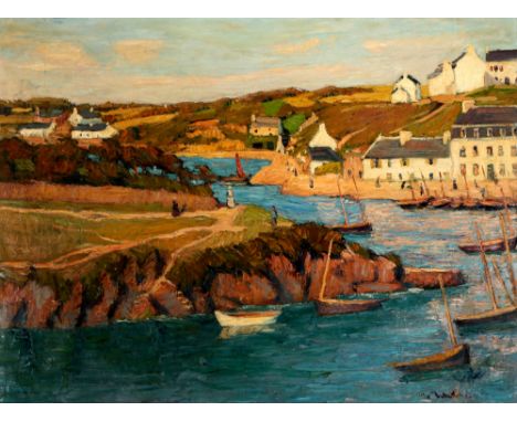 Konrad VON KARDORFF (1877-1945) Hafen von Doelan Bretagne, port of Doelan,Öl/Leinwand, u. rechts signiert K v Kardorff, rücks