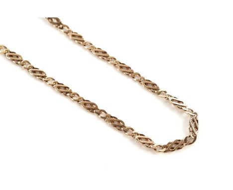 A 9ct yellow gold fancy link chain necklace, of Celtic design, 46cms long, 9.1g gross.