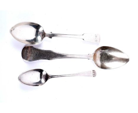 A Scottish Provincial silver Fiddle pattern tablespoon; and a Fiddle pattern teaspoon, each by William Jamieson, Aberdeen, wi