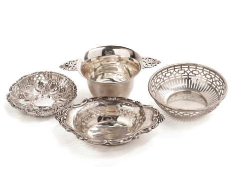 A late Victorian silver trinket dish, by Britton, Gould &amp; Co, Birmingham 1899; and three others, comprising: a late Victo