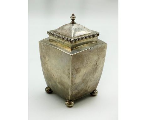HALLMARKED SILVER TEA CADDY 12CM HEIGHT 173 GRAMS WEIGHT