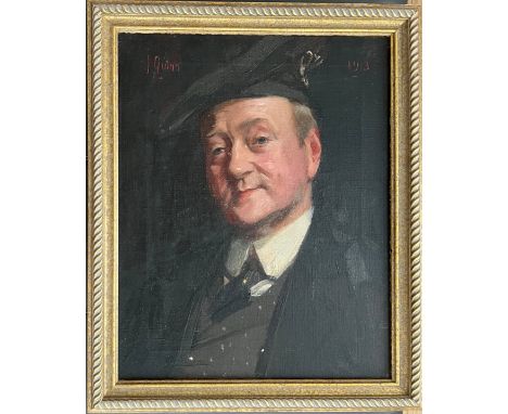 JAMES PETER QUINN (1869-1951) AUSTRALIAN. OIL ON CANVAS. “A PORTRAIT OF A SCOTTISH LAIRD”. SIGNED AND DATED.MEASURES 40CM X 5
