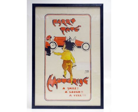 An original advertising poster for Harry Tate's well known `Motoring' comedy show. It features superb colour artwork of a boa