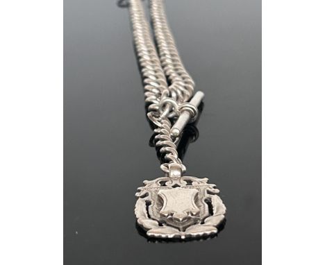 Silver double albert watch chain & fob