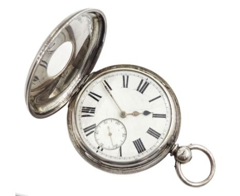 Victorian silver half hunter English lever fusee pocket watch by James Bishopp, 20 Bunhill Row London, No. 54321,  engraved b