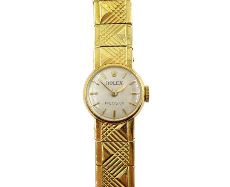 Rolex Precision 18ct gold ladies manual wind bracelet wristwatch, Glasgow import marks 1960 