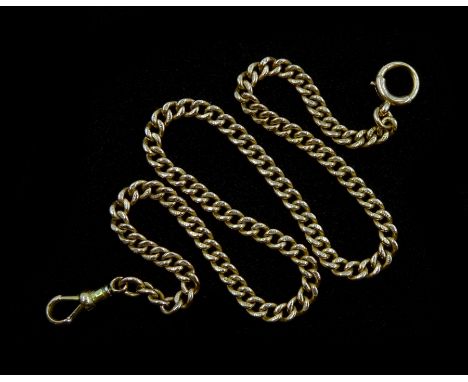 Early 20th century 15ct gold watch chain with clip and spring ring clasp, each link stamped 15.625, approx 42.9gm