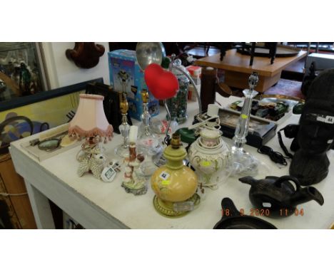 Nine vintage lamps